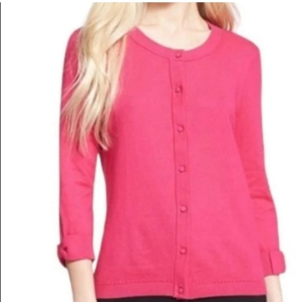 Kate Spade New York Live Colorfully Somerset Cardigan Sweater XS Pink 3/4 Sleeve
